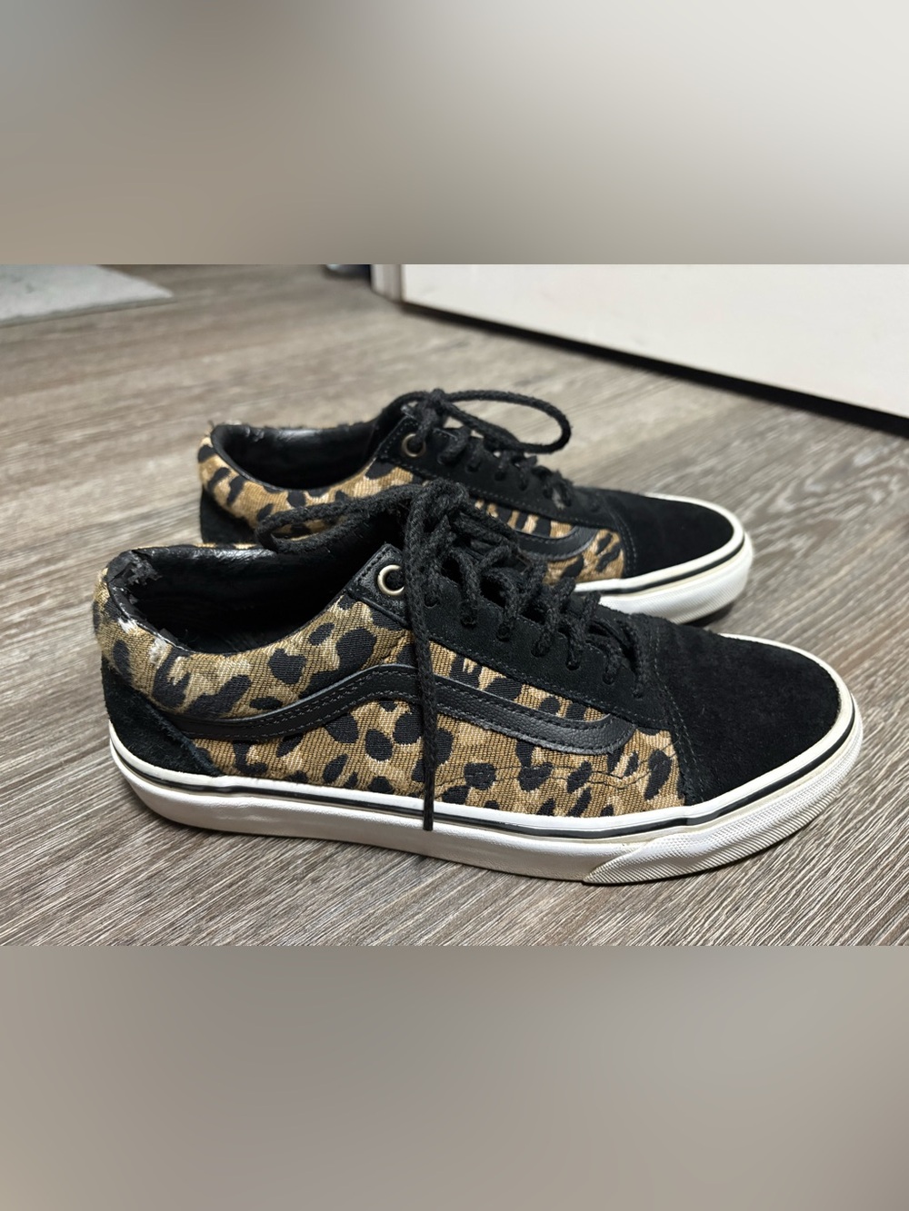 Vans Leopard Print Black Low-Top Sneakers
